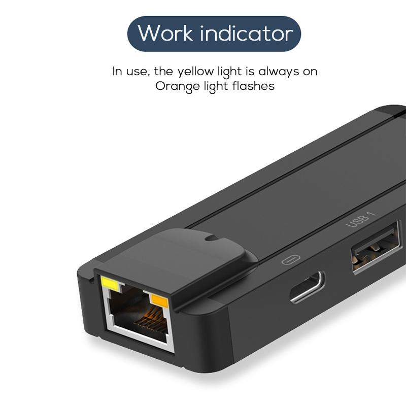 4-in-1 Ethernet RJ45 Network Adapter USB 3.0 Hub RJ45 Ethernet LAN Network Adapter for iPhone/iPad Support 10/100Mbps Speed