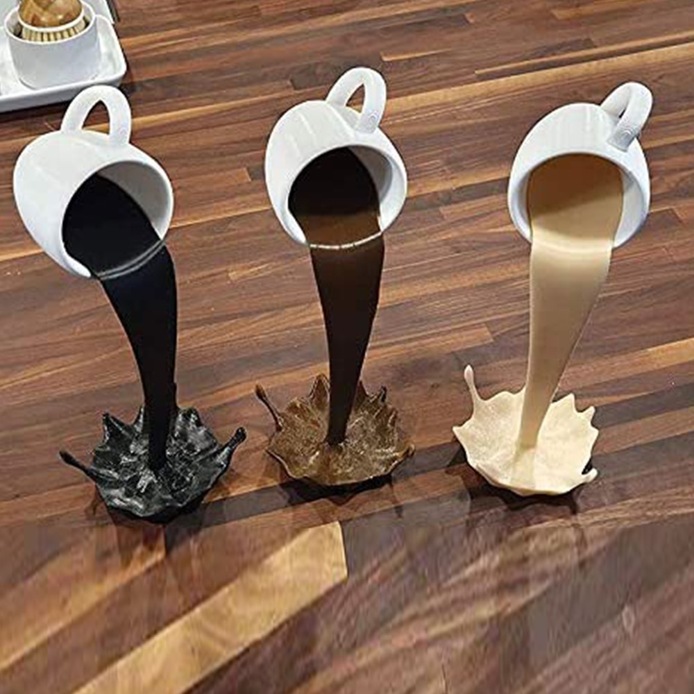 Floating Spilling Coffee Cup Sculpture Spilling Magic Pouring Splash Coffee Mug Home Decoration Kitchen Decoration