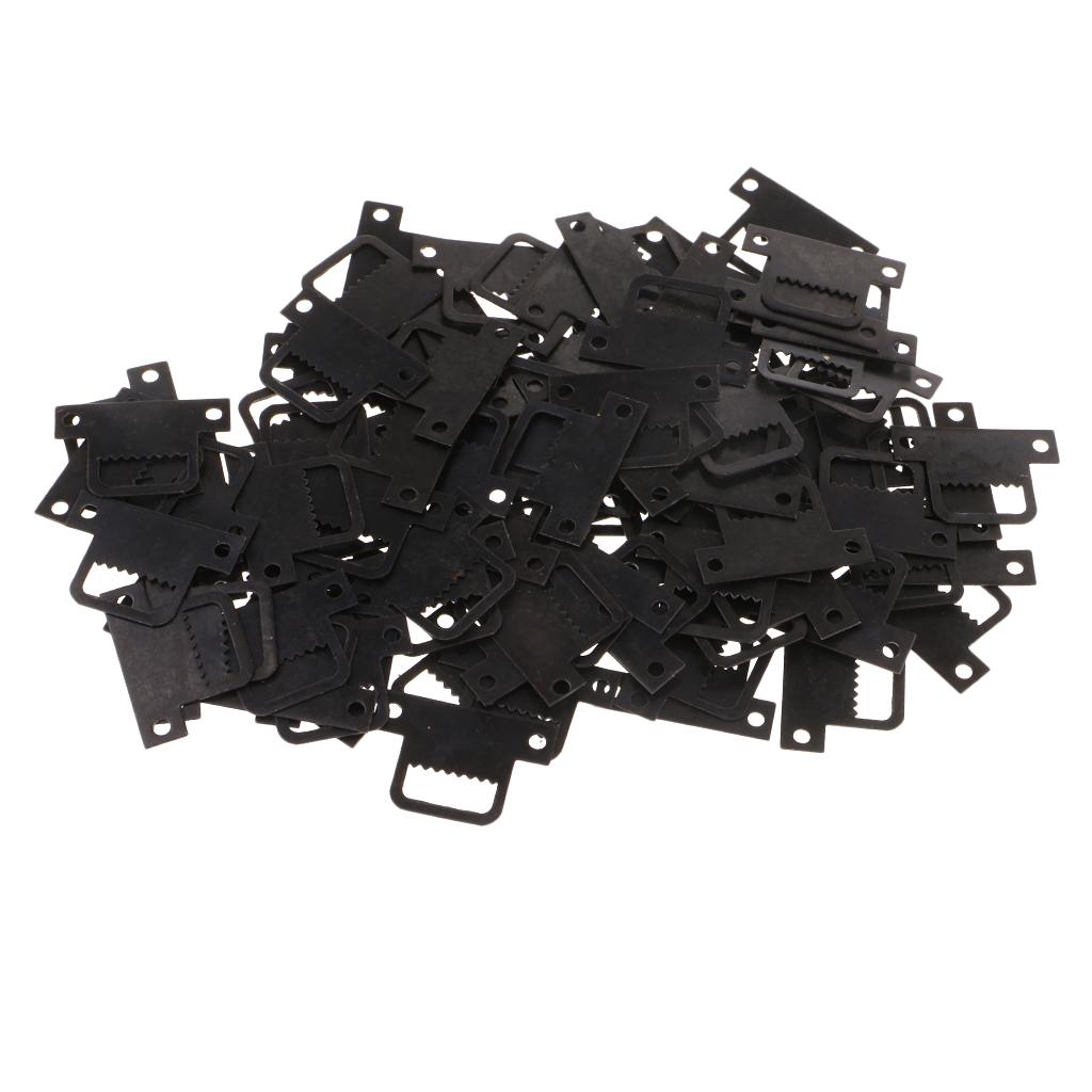 100pcs T Shapes Black Metal Iron Picture Photo Mirror Frame Sawtooth Hanger Hook 32 x 22mm