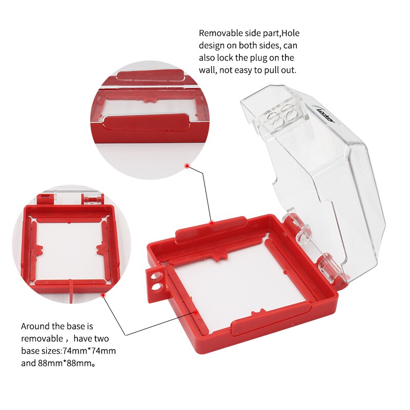 removable Transparent Switch Emergency Push Button Wall Plug Protection Lckout