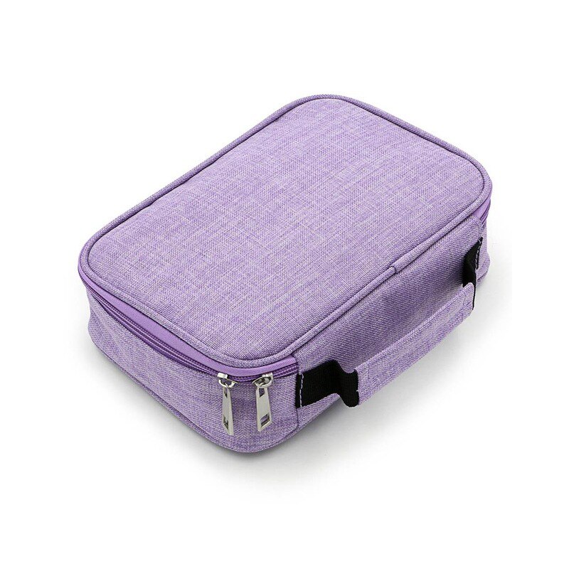 ANNJUC Pen Container Bag Capacity Mechanical Pencil Pouch 24 Slots Zipper Multifunction Canvas Writing Holder Supplies Easy to Use Blue, Black