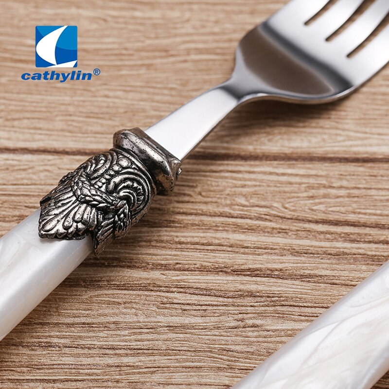 Katylin bestick set 24- delar akryl handtag rostfritt stål servis set restaurang bröllop bestick  pl0015