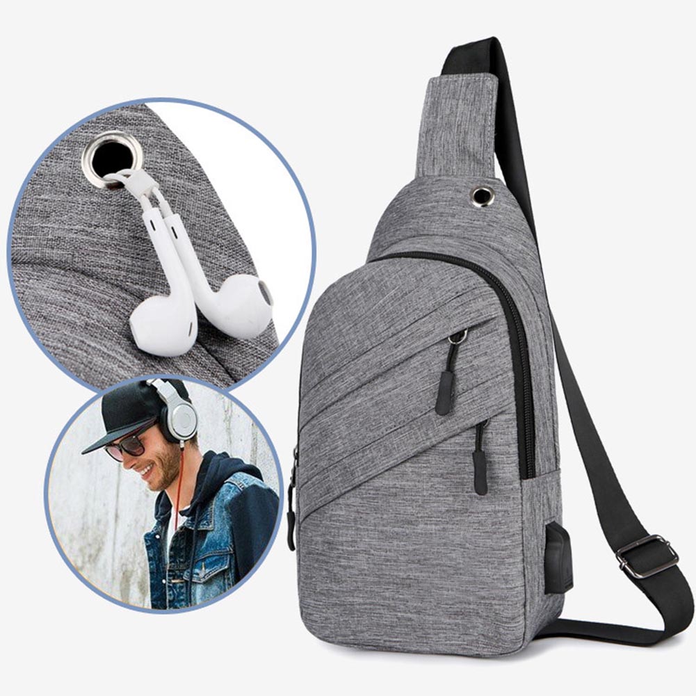 Outdoor Mannen Crossbody Tas Canvas Grote Capaciteit Toevallige Schoudertas Met Usb Lading Gat