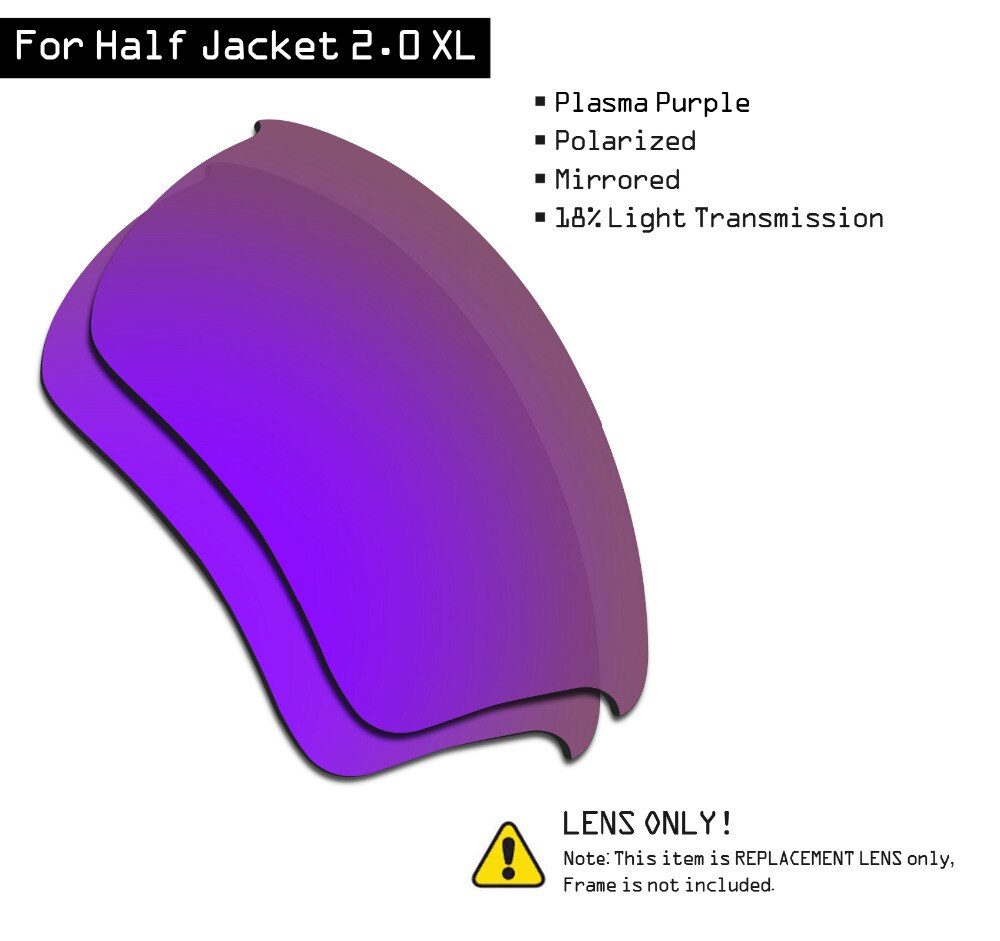 Smartvlt polariserade solglasögon ersättningslinser för oakley half jacket 2.0 xl -  plasma lila