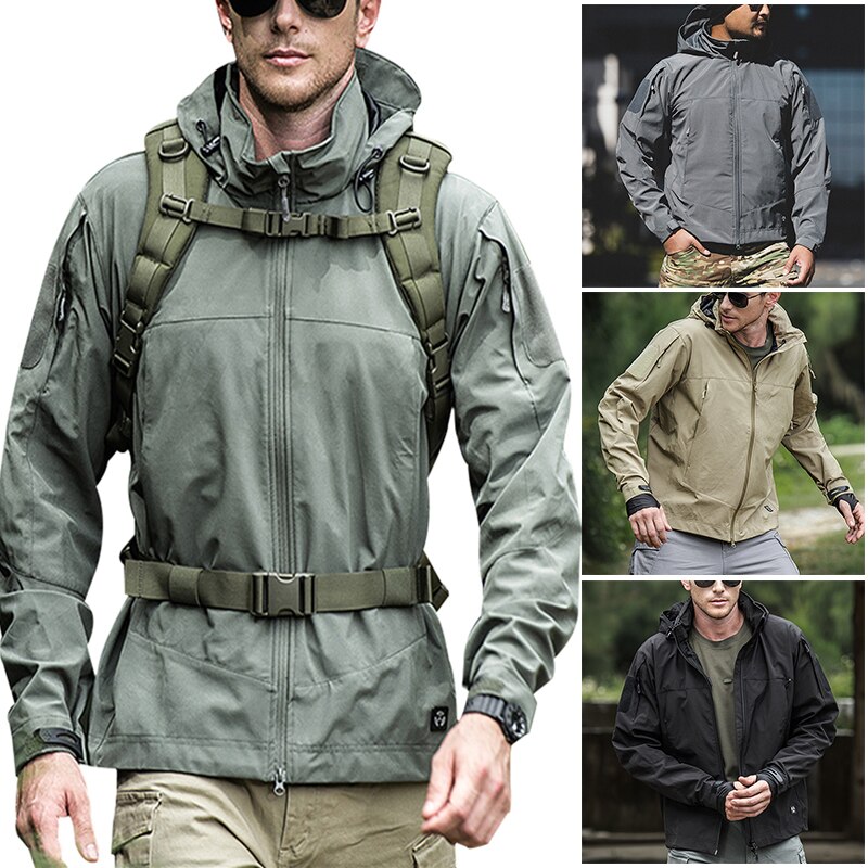 Outdoor Waterproof Soft Shell Hooded Jacket Spectre Hoodie With 7 Zipper Pocket Warm Breathable Lightweight PUZ777