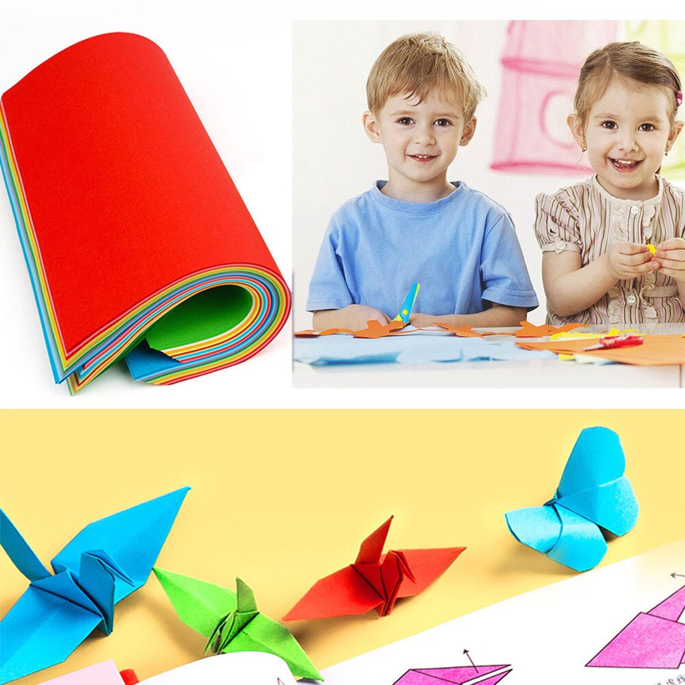 10/15/25cm Double Sides Folding Paper 100pcs Kids Handmade DIY Craft Scrapbooking Multicolor Square Origami Paper Card