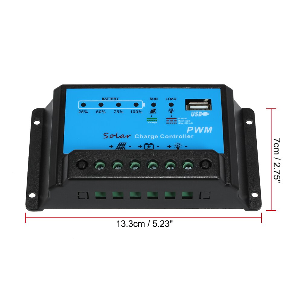 KKMOON 10A contrôleur de Charge solaire panneau solaire contrôleur de batterie PWM 12V/24V régulateur Intelligent avec USB 5V
