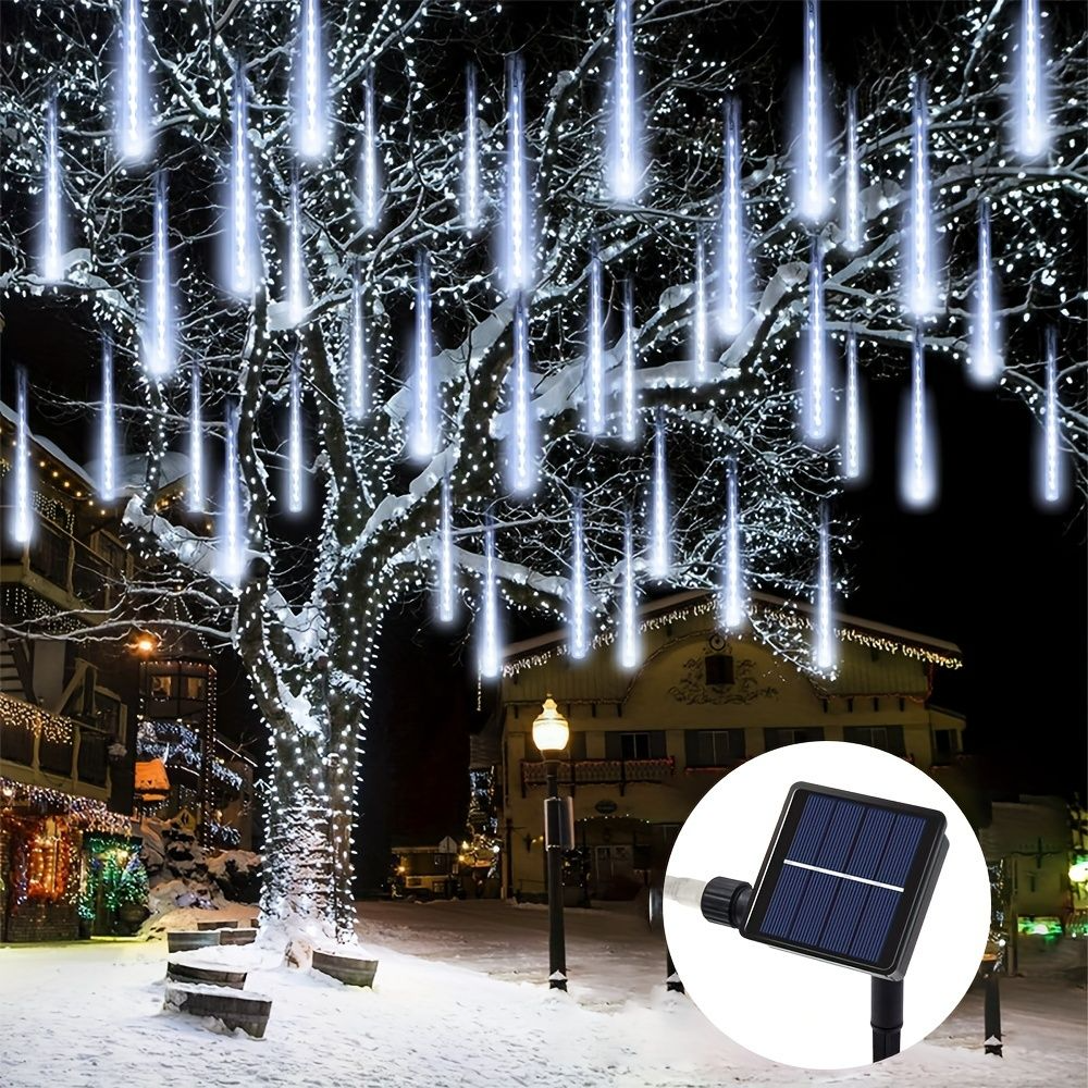 Garten-Camping-Dekoration, 8 Röhren, 30/50 cm, Solarlicht, Lichterkette für Höhle Außenbereich, LED-Meteorschauer, Regen-Lichterkette für Baumdekoration