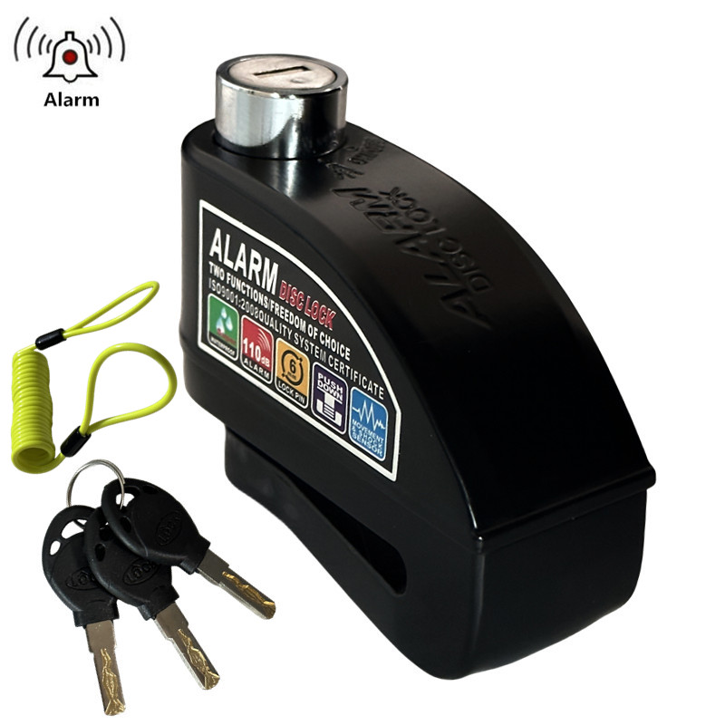 Falante motorfiets schijfrem alarmslot difunctionele fiets motor fiets scooter anti-diefstal wiel schijfrem slot waterdicht: Zilver