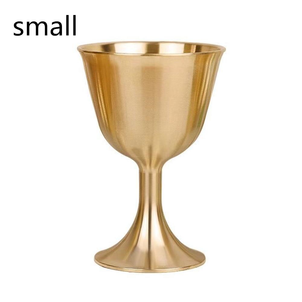 Brass Chalice Cup Wine Goblet Brass Drinking Glasses Beverage Tumbler Cups Lamp Holder Metal Liquor Tumbler For Party Home: small