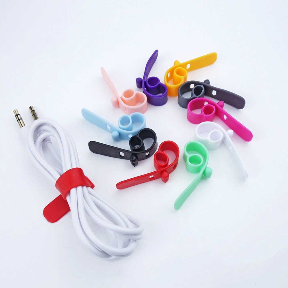 Silicone Tie Cable Organizer Phone Cable Multipurpose Winder Holder Clip For Mouse Earphone Wire Organizer 2Pcs/Lot