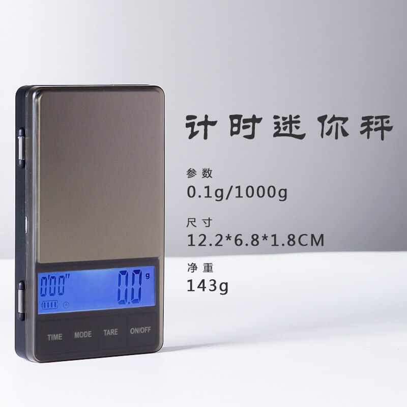 Tasku pieni kahvivaaka ajastimella , 1000 x 0.1g digitaalisen gramman vaaka suurella lcd-näytöllä, espressovaaka taaratoiminnolla