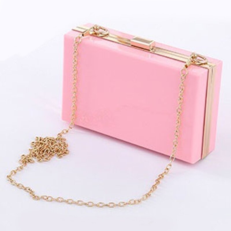 Transparent Ladies Bag Acrylic Color Box Brand Ladies Evening Dress Portable Messenger Bag Wedding Female Clutch Bag: pink