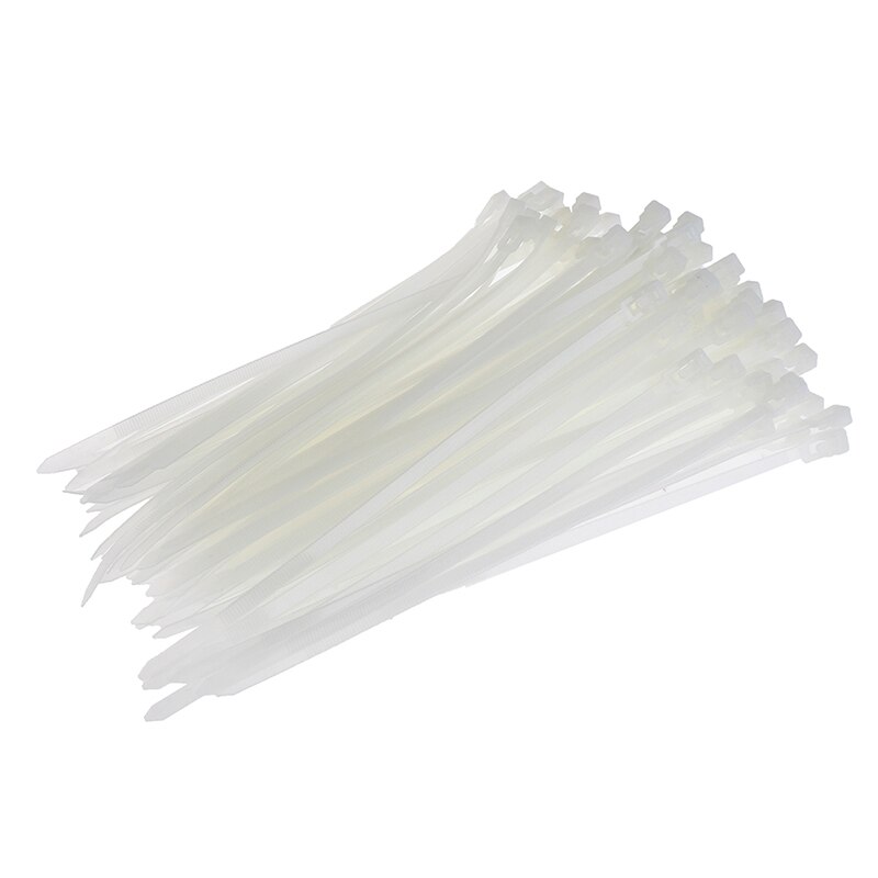 100pcs Self-Lock Cable Ties Plastic Nylon Wire Ties Cable Zip Ties 4.8x200 (mm) Nylon Ties Fasten Loop Cable: white