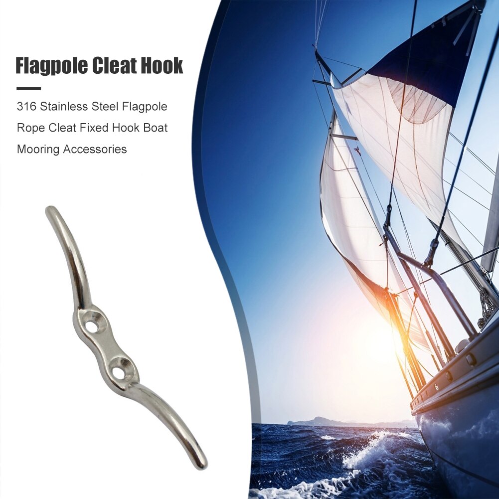 316 Marine Grade Stainless Steel Flagpole Rope Splint Fixed Hook Boat Mooring Sling Dock Tarpaulin Accessories