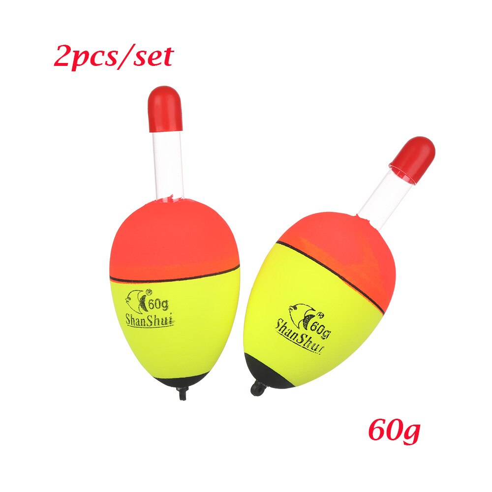 2Pcs EVA Luminous Fishing Night Float Light Stick Foam Plastic Bobber Sea Rock Fishing Striking Floats 5/8/10/15/20/30/40/50/60g: 60g