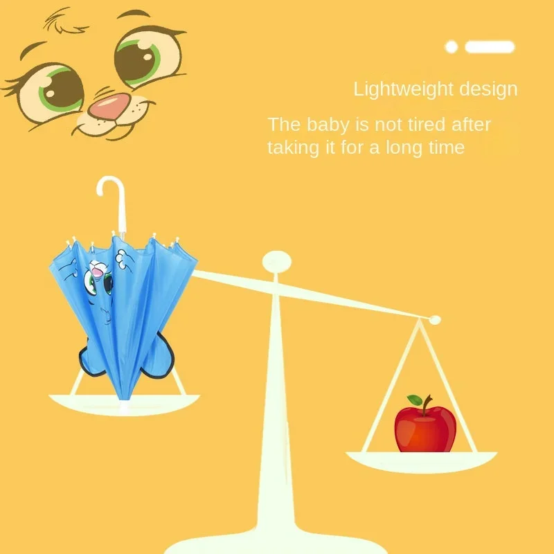Paraguas de dibujos animados para niños de 1 a 3 años, paraguas de animación con mango largo, modelado de orejas 3D, paraguas para niños y niñas