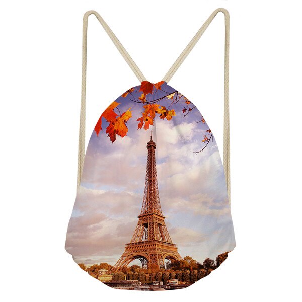 Snøre taske dame eiffel print lille indkøbstaske dame snor pakke til kvinder pouch mochilas: Cc2432 z 3