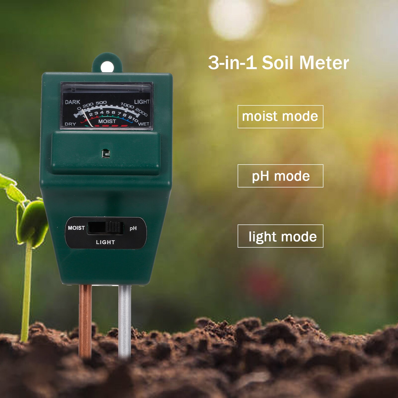 Bodem Ph Meter Bodemvochtmeter 3-In-1 Bodem Tester Voor Vocht Licht Ph Gazons Farm Planten kruiden