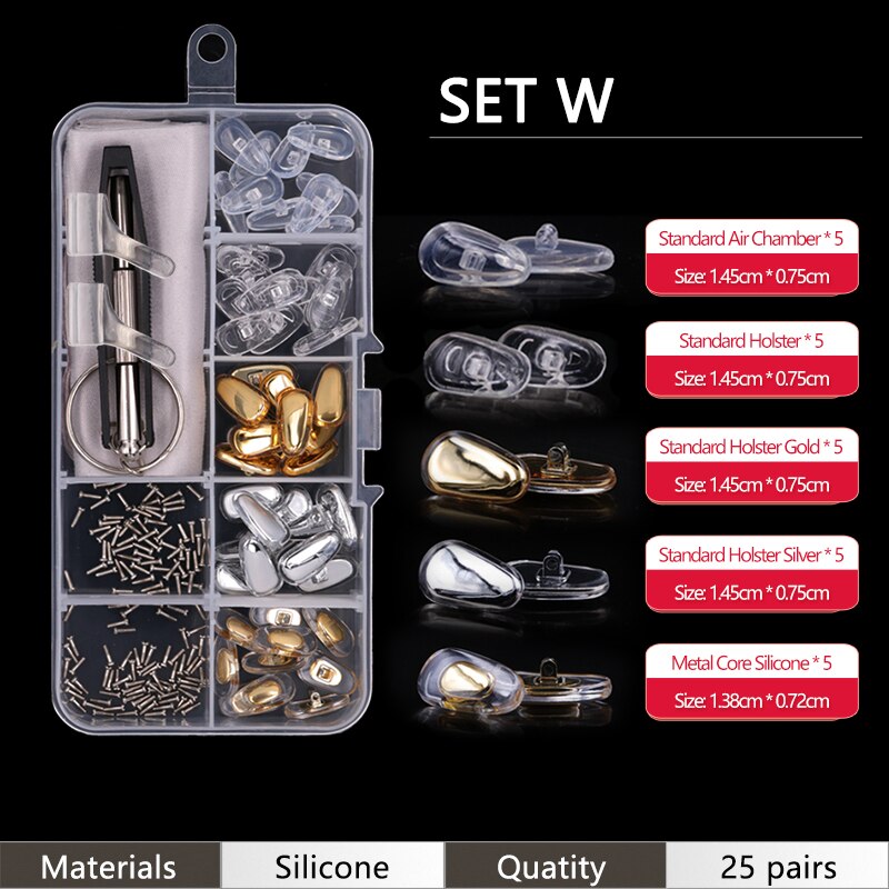 Pehmeät nenätyynyt silmälaseihin silikoniset nenätyynyt silmälaseihin aurinkolasien ruuvit: W