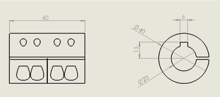 D40 L60 hole 20mm keyway 6mm rigid coupling shaft rod coupler section cnc stepper motor carving machine screw
