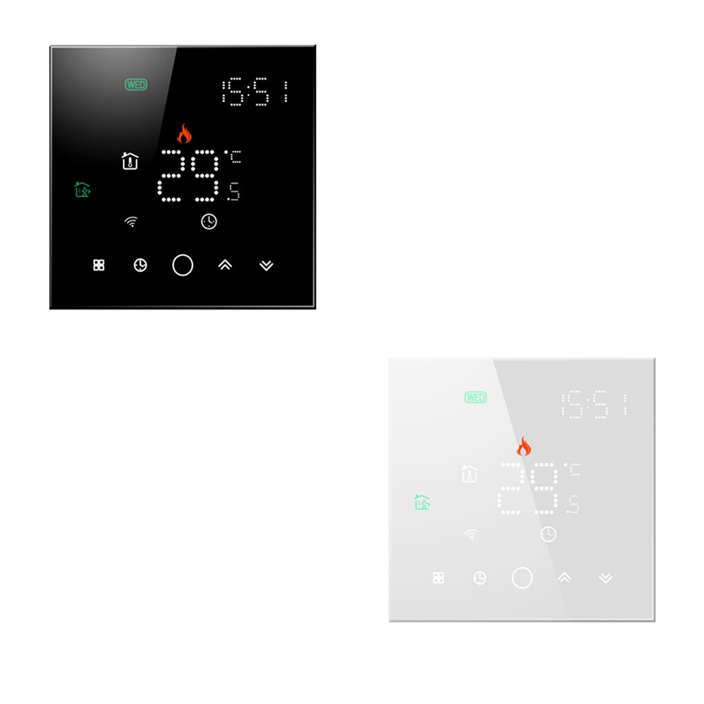 95-240V Wifi Room Digital Thermostat LCD Display Programmable Touch Button Temperature Controller, Black/white