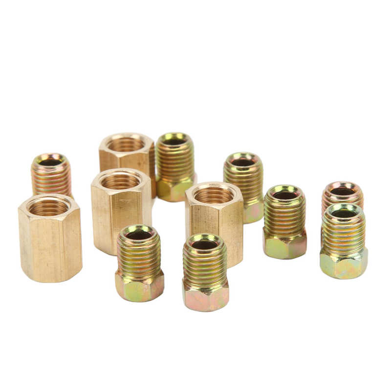 Brake Line Fittings Kit 4-Union 8-Nut Brake Tube Connector for 3/16in Pipe Replacement for Mercedes