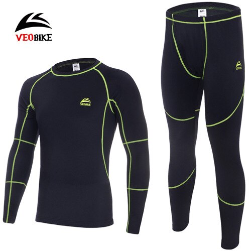 Men's Thermal Underwear Male Apparel Sets Autumn Winter Warm Clothes Riding Suit: Green / L