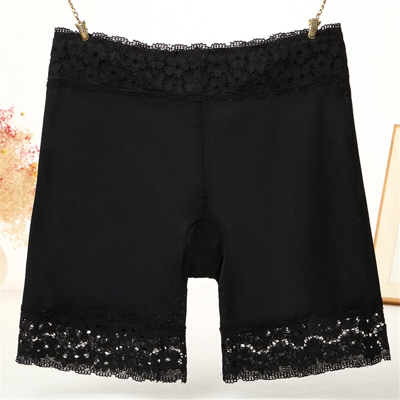 Pantalones cortos de seguridad para mujer, ropa interior antirozaduras de alta elasticidad, bragas sin costuras de encaje de talla grande, ropa interior transpirable: black / XXL 80-105kg