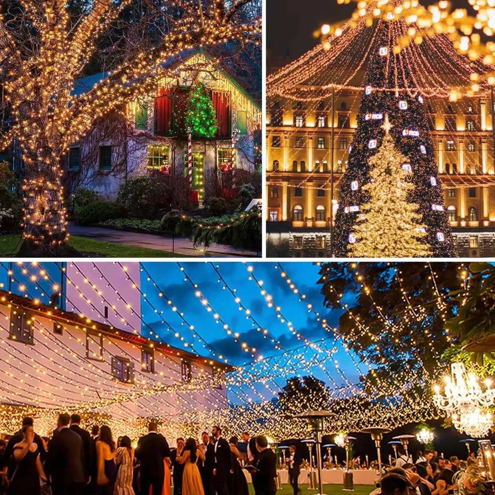 Wasserdichte solarbetriebene 50/100 LED funkelnde Lichterketten, 8 Modi LED-Leuchten für Garten, Weihnachten, Hochzeit, draussen-Dekoration