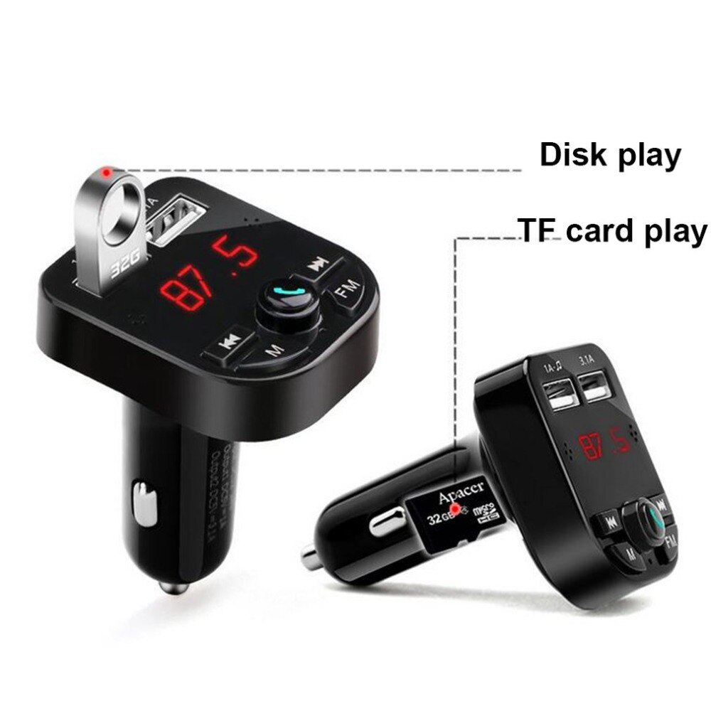 Coche reproductor mp3 bluetooth transmisor fm Kit manos libres coche transmisor FM RECEPTOR cargador USB pantalla LCD