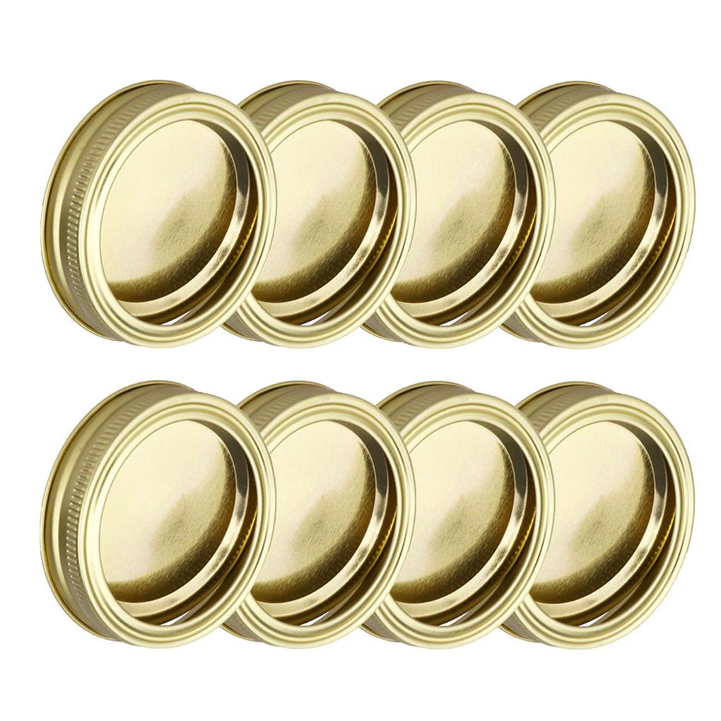 24 Pcs Brede Mond 86 Mm Mason Jar Inblikken Deksels, herbruikbare Lekvrije Split-Type Zilveren Deksels Met Siliconen Afdichtingen Ringen: Golden