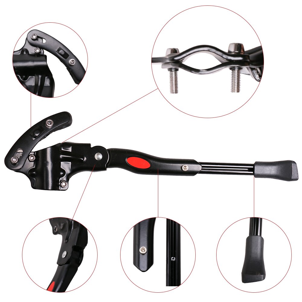 Citomerx Adjustable Side Stand For 24-29 Inch Bikes & E-Bikes - Aluminum Black