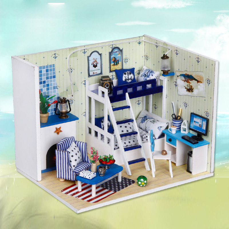Creatieve 3D Poppenhuizen Diy Model Speelgoed Poppenhuis Miniatuur Diy Poppenhuis Miniatura Kit Speelgoed voor Kinderen