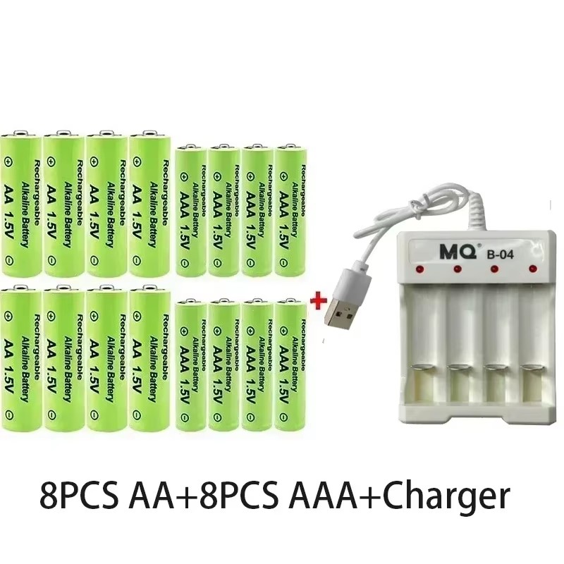 Batteria AA + AAA Nuova batteria ricaricabile da 1,5 V AA3800 MAH AAA3000 MAH con caricabatterie per torcia a LED per dispositivi elettronici: WHITE