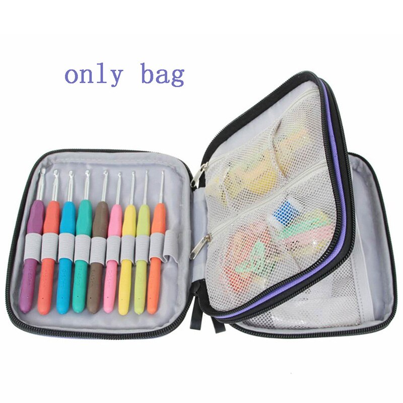 Szydełko Obudowa Organizer torba na zamek błyskawiczny z kieszeniami na różne szydełkowe igły i akcesoria dziewiarskie narzędzie robić przechowywania