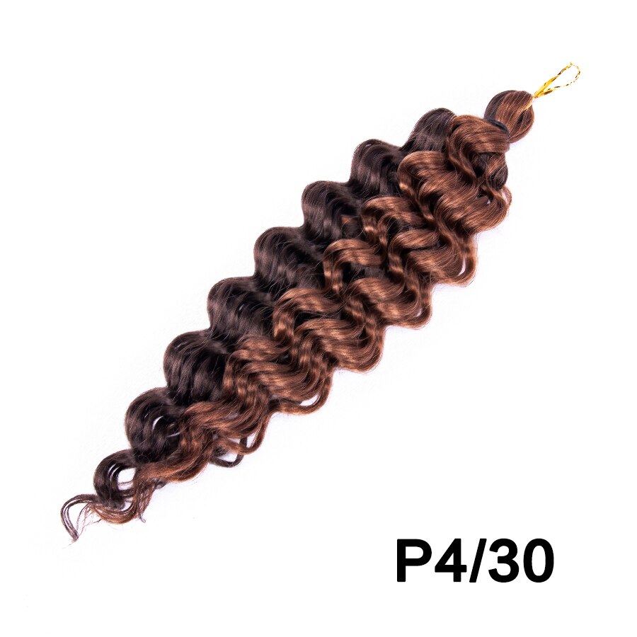 Synthetic Braiding Hair Extensions 18 Inch Ocean Wave Crochet Braid Hair Hawaii Afro Curls Natural Matt Heat Resistant Fiber: P4-30