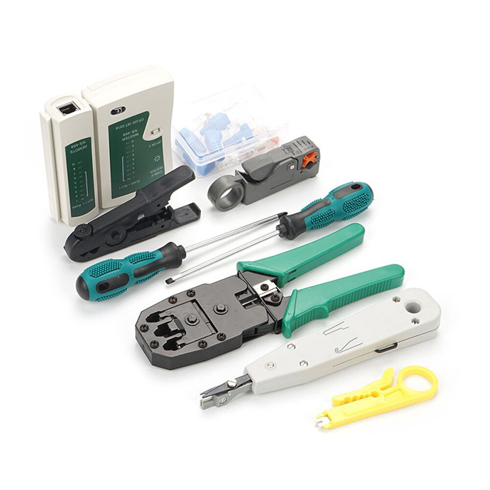 14 stück lan-netzwerk-reparaturwerkzeug,  rj11 rj45 rj12 kabeltester, zange, crimp-steckerklemme, tragbarer netzwerk-ethernet-kabeltester