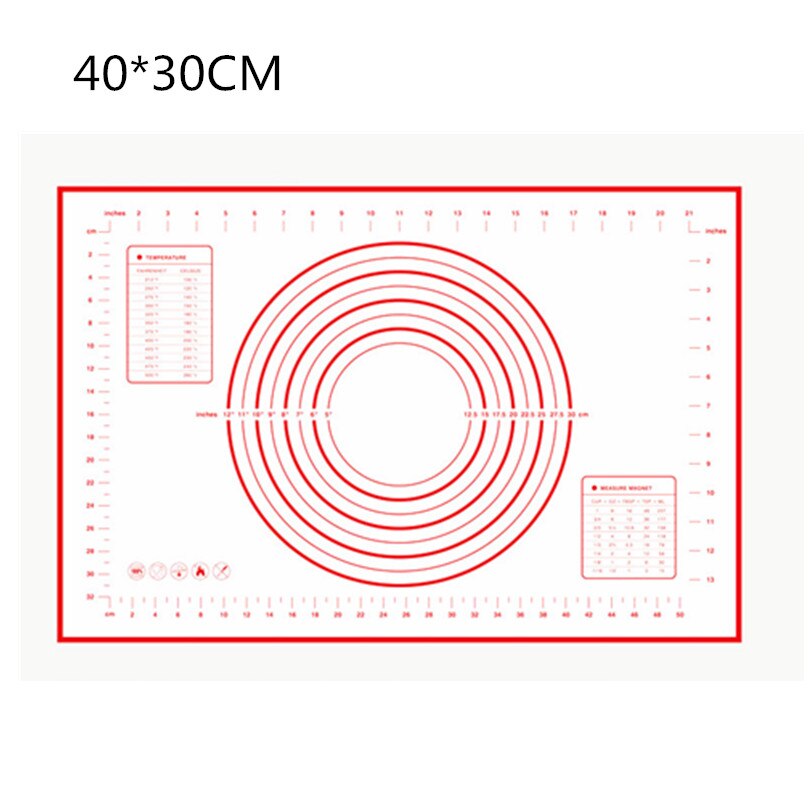 Kitchen Tools Silicone Baking Sheet Pad Rolling Dough Pastry Cakes Bakeware Liner Pad Mat Oven Pasta Pizza Cooking Accessories: Red 40x30