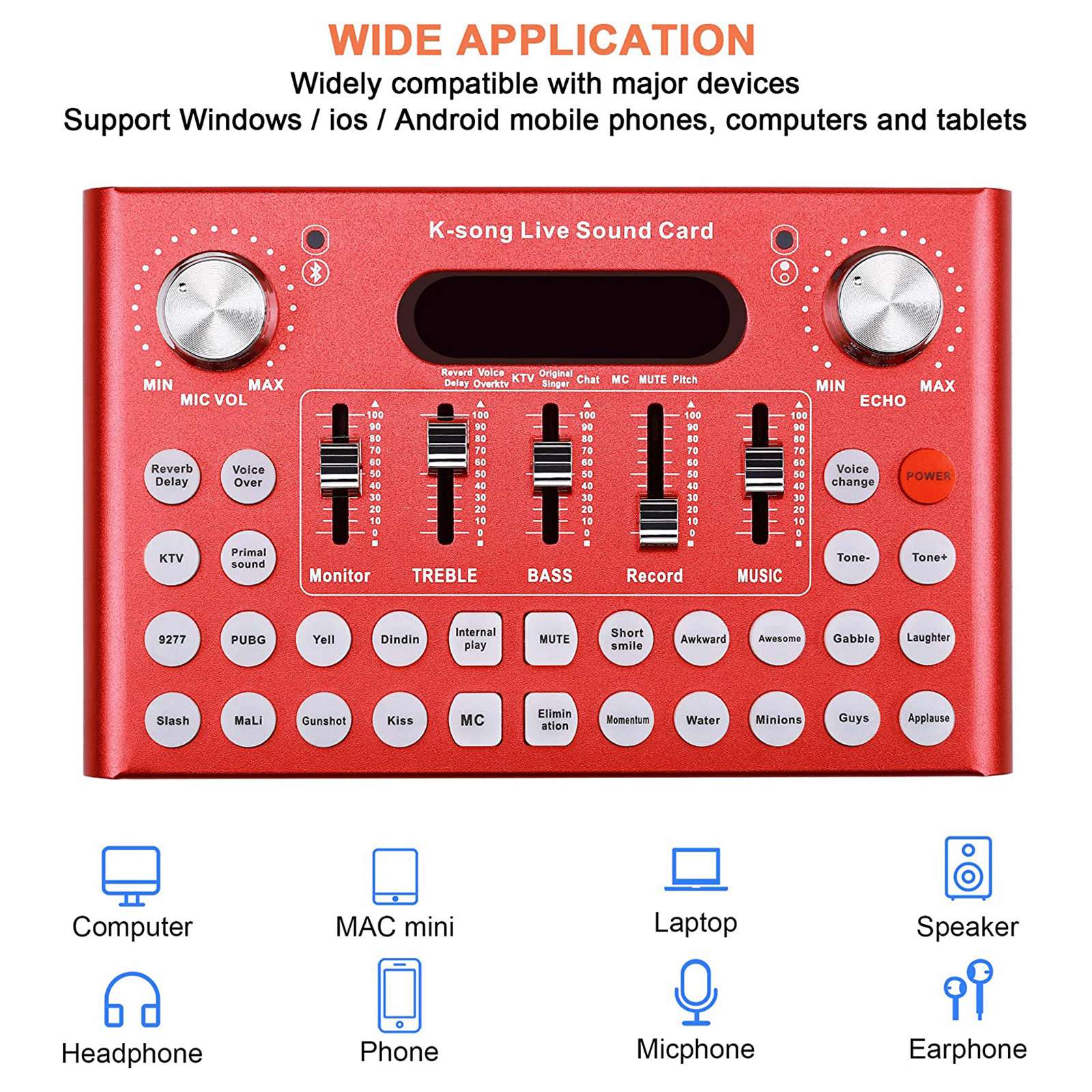 Bluetooth Audio Mixer With Effector And Voice Changer Used For Live Broadcasting Music Recording Podcasting