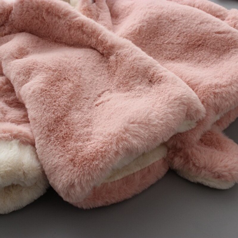 Infant Girls Fur Coats Autumn Winter Thick Jackets Girls Warm Hooded Outerwear Coat Newborn Clothes Baby Cute Rabbit Playsuit
