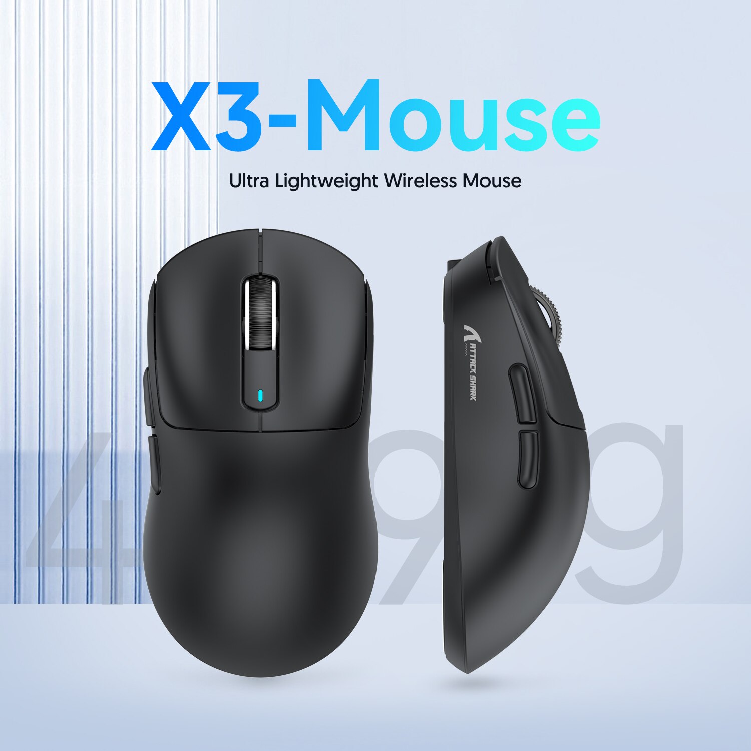 Lekka bezprzewodowa mysz do gier X3 z 3 trybami 2.4G USB-C Przewodowy czujnik optyczny Bluetooth 26K DPI PAW3395 do komputera PC/laptopa/Win/Mac: Black