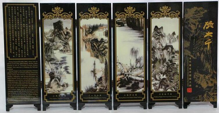 Exquisite landscape lacquer process small screen with Chinese characteristics
