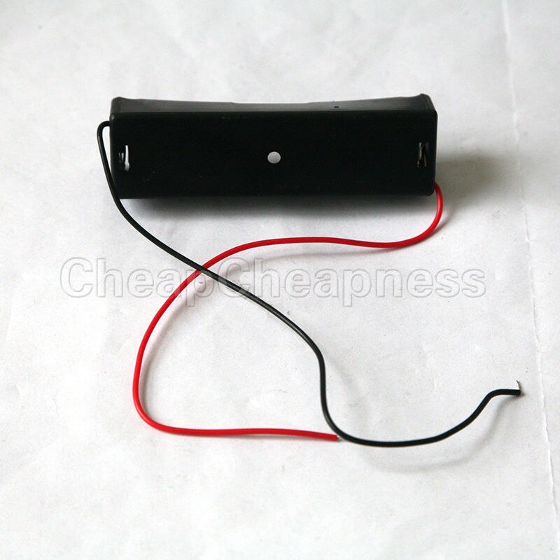 1pc 18650 Battery 3.7V Clip Holder Box Case Black With Wire Lead