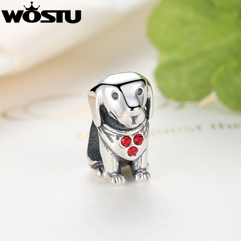 progettista 925 sterlina Argento Pavese Carino canna Labrador Branelli di Fascino in forma Originale WST Braccialetto Autentico Regalo Gioielli FAI DA TE CQC016