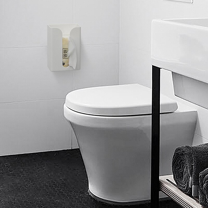 Seinälle seinälle kiinnitettävä paperipyyhehylly keittiö saumattomat tarrat paperilaatikko muovinen monitoimi wc-paperirasia roskapussiteline