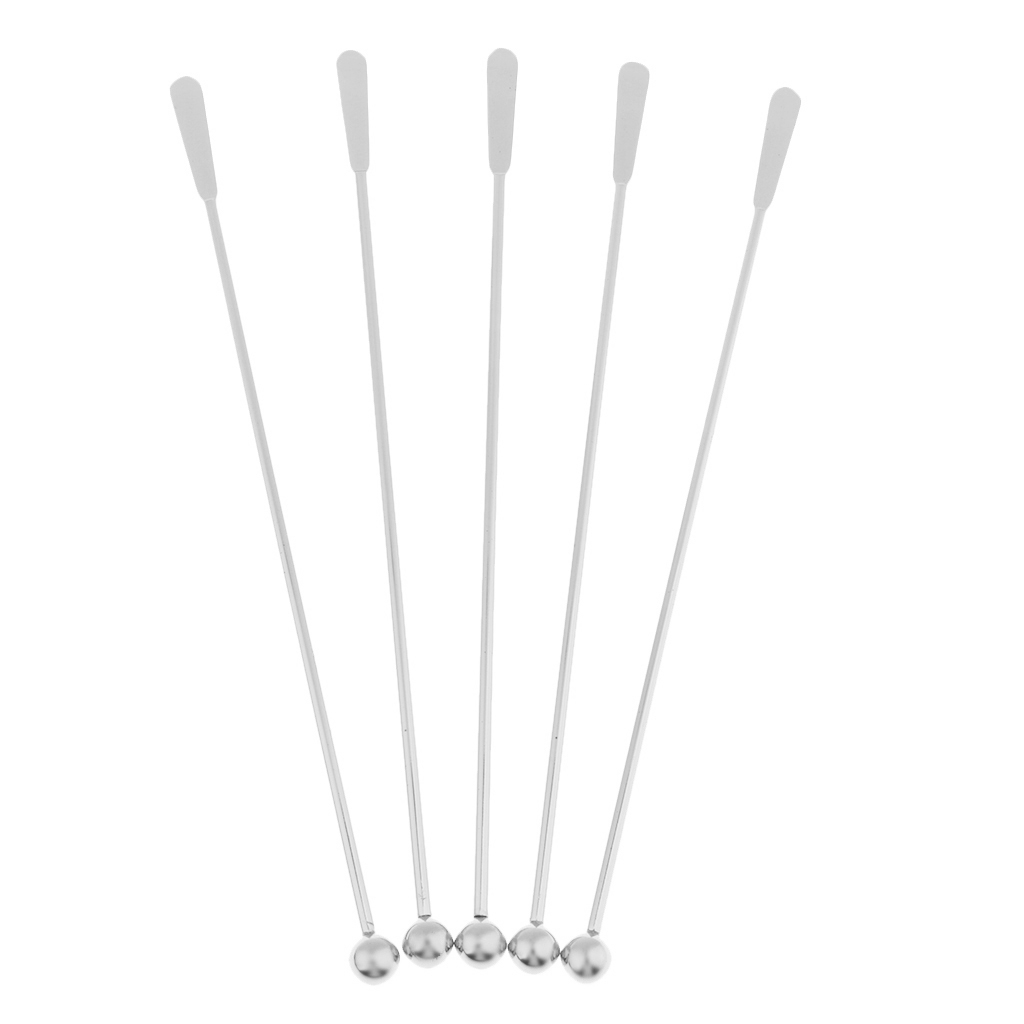 5Pcs 7.5Inch 304 Rvs Bar Roerder Cocktail Roerstokje Bar Gereedschap: Silver Straight Bar