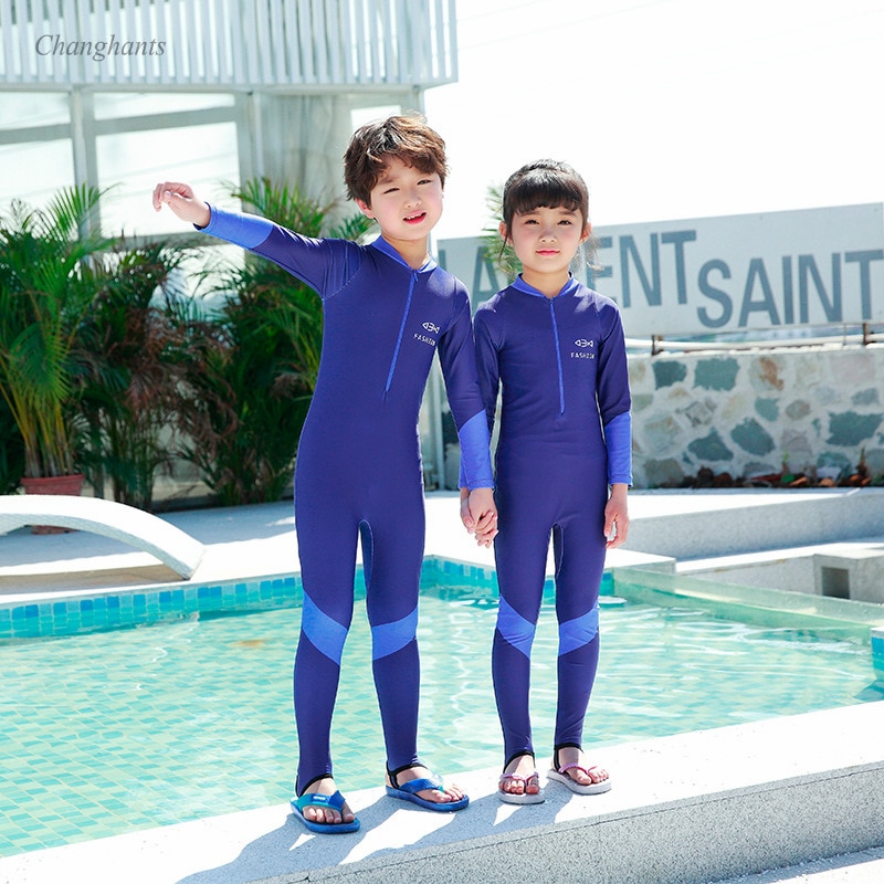 Børn langærmet udslæt vagt drenge et stykke badedragt 1-10y børn surfing slid blå patchwork piger badetøj swimmingpool jakkesæt
