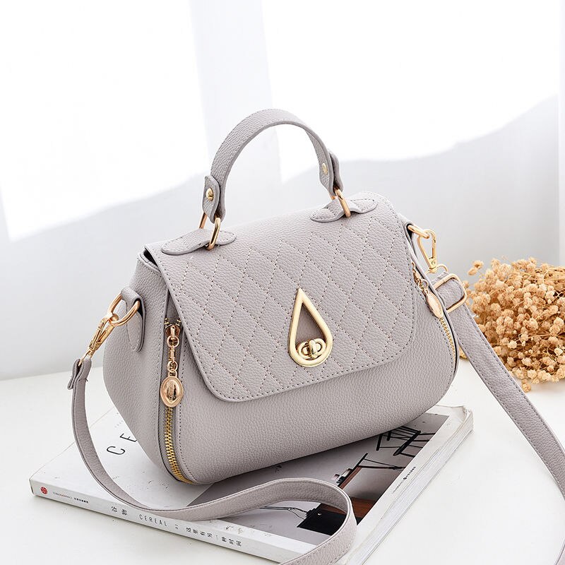 Zoete Dames Handtas Dames Mode Elegante Tas Effen Kleur Bijpassende Kleur Messenger Bags Schoudertas Top: Gray New