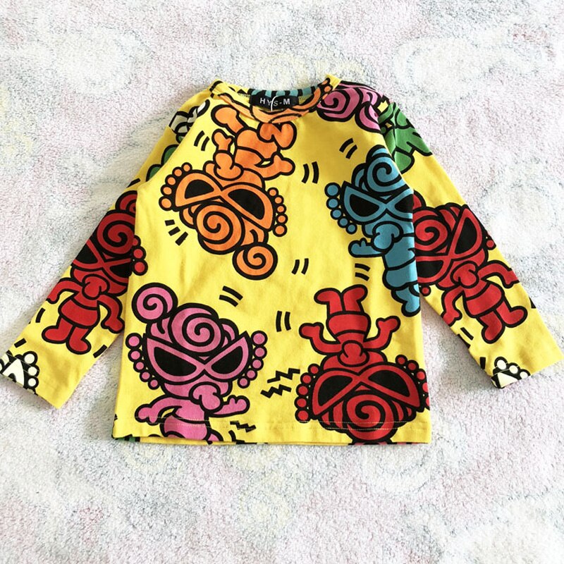 Herfst Kleding Voor Kinderen Meisjes Shirts T-shirt Jongens T Lange Mouw Tops Patroon Kleurrijke Fopspeen Cltoh O hals Een